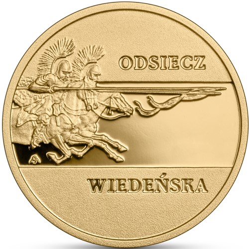 Rewers złotej monety kolekcjonerskiej w temacie Odsiecz Wiedeńska